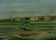 Репродукция картины "the outskirts of london. a view looking towards queen square" художника "джонс томас"