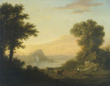 Репродукция картины "classical landscape with a river" художника "джонс томас"