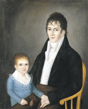Репродукция картины "benjamin franklin yoe and son" художника "джонсон джошуа"
