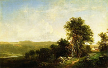 Репродукция картины "landscape with house" художника "джонсон дэвид"