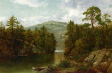 Репродукция картины "a view on lake george" художника "джонсон дэвид"