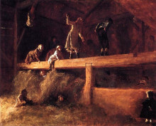 Репродукция картины "in the hayloft" художника "джонсон истмен"