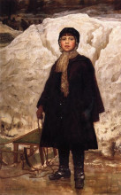Репродукция картины "winter, portrait of a child" художника "джонсон истмен"