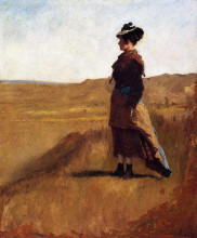 Репродукция картины "woman on a hill" художника "джонсон истмен"