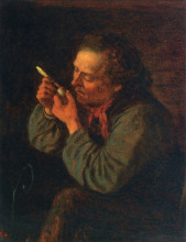 Репродукция картины "lighting his pipe" художника "джонсон истмен"