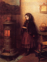 Репродукция картины "warming her hands" художника "джонсон истмен"