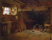 Репродукция картины "new england kitchen" художника "джонсон истмен"