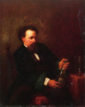 Репродукция картины "self portrait with bottle of champagne" художника "джонсон истмен"