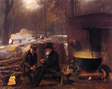Репродукция картины "at the camp, spinning yarns and whittling" художника "джонсон истмен"