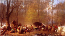 Репродукция картины "sugaring off at the camp, fryeburg, maine" художника "джонсон истмен"