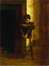 Репродукция картины "little boy on a stool" художника "джонсон истмен"