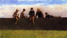 Репродукция картины "five boys on a wall" художника "джонсон истмен"