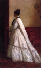 Репродукция картины "woman in a white dress" художника "джонсон истмен"