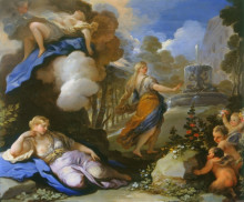 Картина "psyche transported and discovering cupid&#39;s palace" художника "джордано лука"