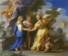 Репродукция картины "psyche&#39;s sisters giving her a lamp and a dagger" художника "джордано лука"
