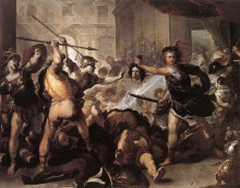Копия картины "perseus fighting phineas and his companions" художника "джордано лука"