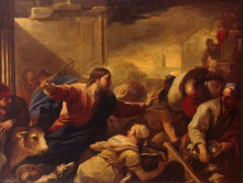 Копия картины "expulsion of the moneychangers from the temple" художника "джордано лука"