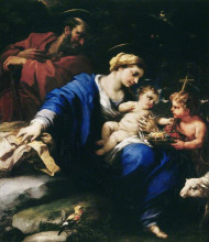 Репродукция картины "the holy family with the infant saint john the baptist" художника "джордано лука"