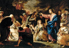 Копия картины "raising of lazarus" художника "джордано лука"