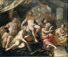 Картина "hercules and omphale" художника "джордано лука"