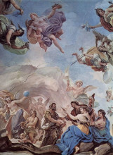 Репродукция картины "the creation of man (detail of decorative ceiling)" художника "джордано лука"