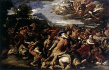 Репродукция картины "the battle between lapiths and centaurs" художника "джордано лука"