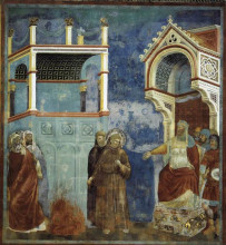 Репродукция картины "the trial by fire, st. francis offers to walk through fire, to convert the sultan of egypt" художника "джотто"