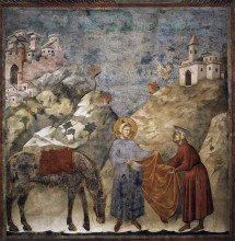 Репродукция картины "st. francis giving his mantle to a poor man" художника "джотто"