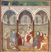 Копия картины "st. francis preaching a sermon to pope honorius iii" художника "джотто"