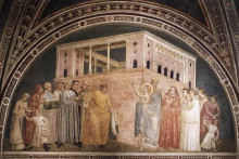 Картина "st. francis renouncing his worldly goods" художника "джотто"