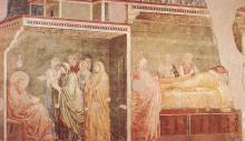 Копия картины "the birth of st. john the baptist and his father zacharias writing his name" художника "джотто"