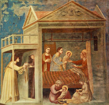 Картина "the birth of the virgin" художника "джотто"