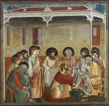 Картина "christ washing the disciples&#39; feet" художника "джотто"