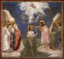 Репродукция картины "the baptism of christ" художника "джотто"