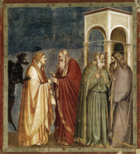 Картина "judas receiving payment for his betrayal" художника "джотто"