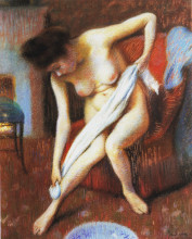Репродукция картины "woman drying herself" художника "дзандоменеги федерико"