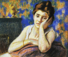 Копия картины "woman leaning on a chair" художника "дзандоменеги федерико"