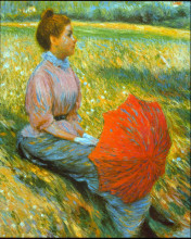Репродукция картины "lady in a meadow" художника "дзандоменеги федерико"