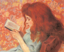 Репродукция картины "young girl reading" художника "дзандоменеги федерико"
