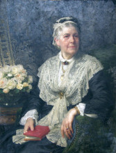 Репродукция картины "portrait of a lady in a lace edged dress" художника "дикси фрэнк бернард"
