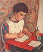 Копия картины "margareta drawing (girl of the author)" художника "димитреску штефан"
