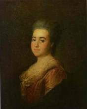 Репродукция картины "portrait of an unknown lady in a pink dress" художника "дмитрий левицкий"