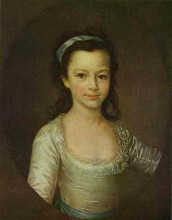 Репродукция картины "portrait of countess ekaterina vorontsova as a child" художника "дмитрий левицкий"