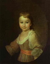 Репродукция картины "portrait of countess praskovya vorontsova as a child" художника "дмитрий левицкий"