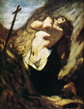 Репродукция картины "св. магдалина в пустыне" художника "домье оноре"