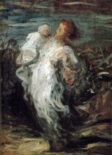 Репродукция картины "мать с ребенком" художника "домье оноре"