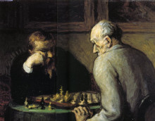Репродукция картины "шахматисты" художника "домье оноре"