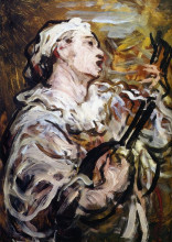 Репродукция картины "пьеро с гитарой" художника "домье оноре"
