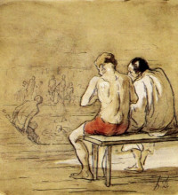Копия картины "купальщики" художника "домье оноре"