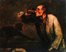 Картина "бильярдист (выпивка)" художника "домье оноре"